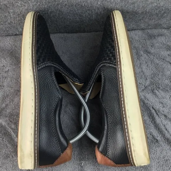 Johnston and Murphy McGuffy Woven Sheepskin Leather Slip-On Shoes Black 8.5 M