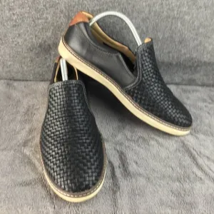 Johnston and Murphy McGuffy Woven Sheepskin Leather Slip-On Shoes Black 8.5 M