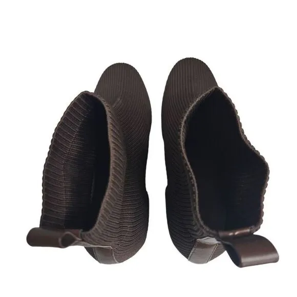 Joie Neely Knit Stretchy Block Heel Sock Ankle Boot Shoes Brown Size 9