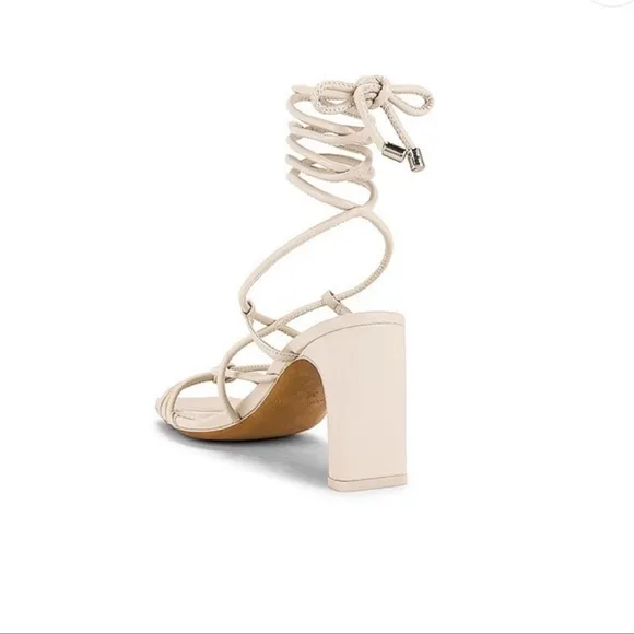 JONATHAN SIMKHAI MEGHAN SQUARETOED HEEL WRAP SANDALS