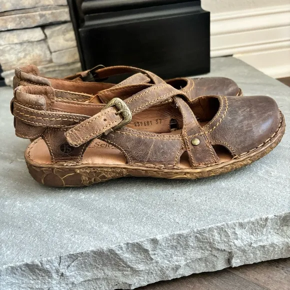 Josef Seibel Women Sz 37 (US 6-6.5) Rosalie 13 Brandy Leather Closed Toe Shoes