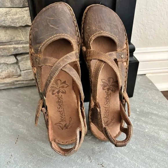 Josef Seibel Women Sz 37 (US 6-6.5) Rosalie 13 Brandy Leather Closed Toe Shoes