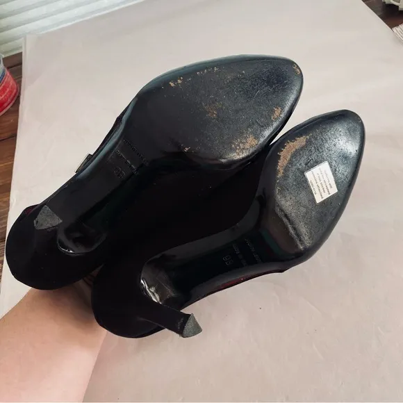 Judith Leiber Stunning Black Satin Crystal Embellished Accent Pumps Size 9