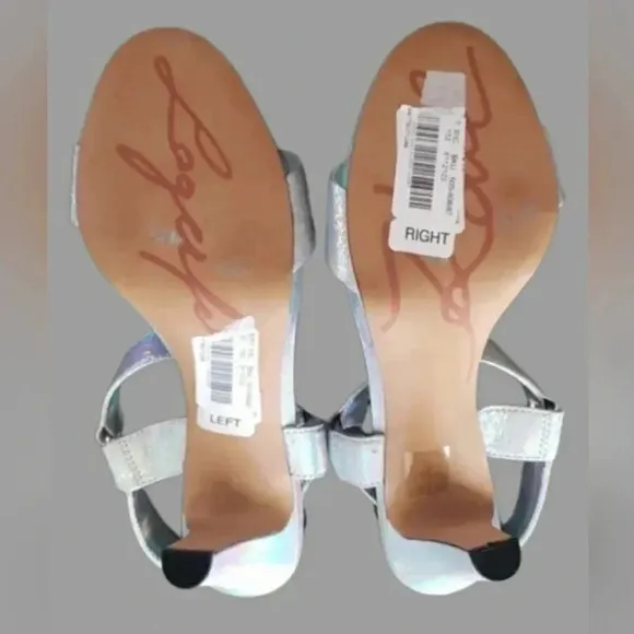 Karl Lagerfeld 9.5 Silver Iridescent Sparkling Wedding Formal Dress Sandals