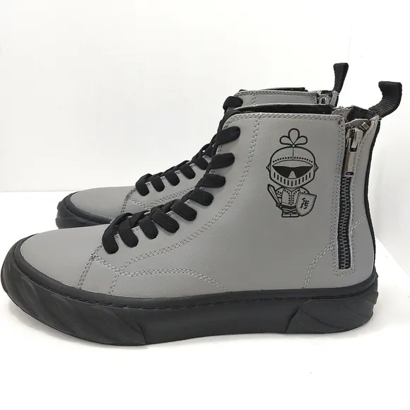 Karl Lagerfeld‎ Leather Double Zip Hi Top Sneakers, NEW, Size 9|EUR 42
