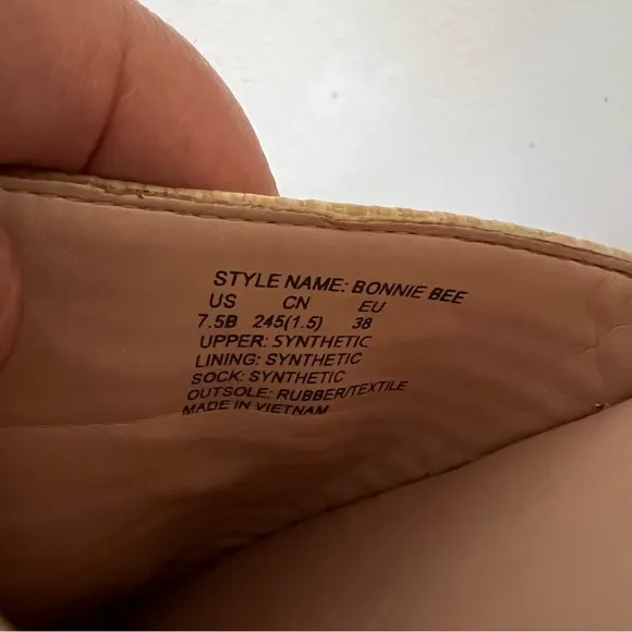 Kate Spade BonnieEmbroidered Bee Straw Flats,Natural Beige Shoes Size 7.5 B