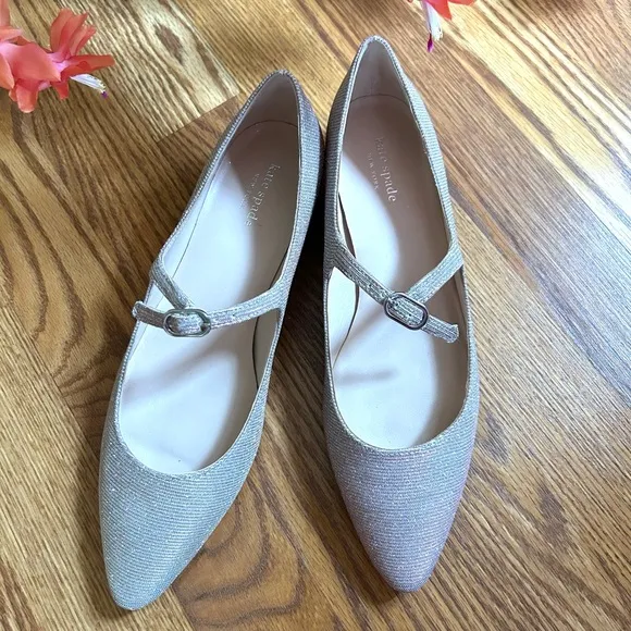 Kate Spade Canvas Glitter Accents Mary Jane Flats
