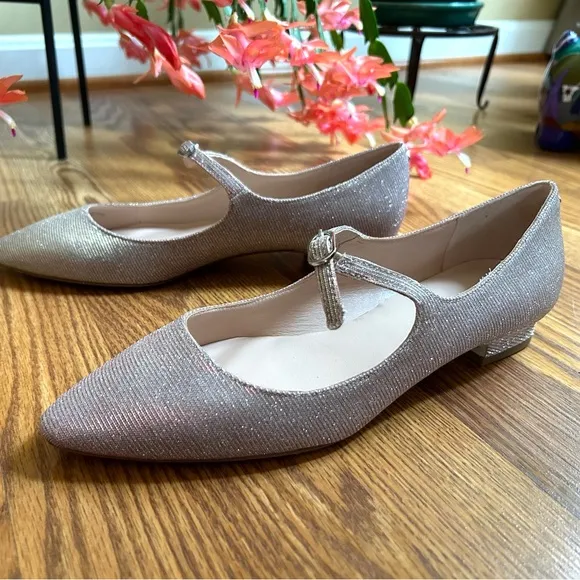 Kate Spade Canvas Glitter Accents Mary Jane Flats