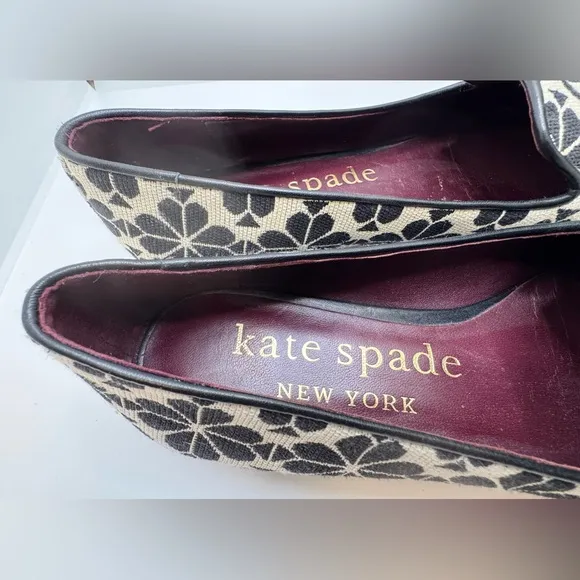 Kate Spade Flower Jacquard Lounge Loafers Women’s Flats 7B  Black Cream