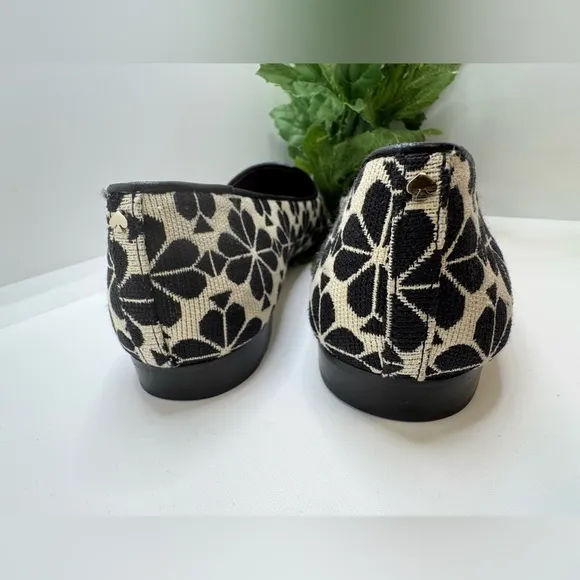 Kate Spade Flower Jacquard Lounge Loafers Women’s Flats 7B  Black Cream