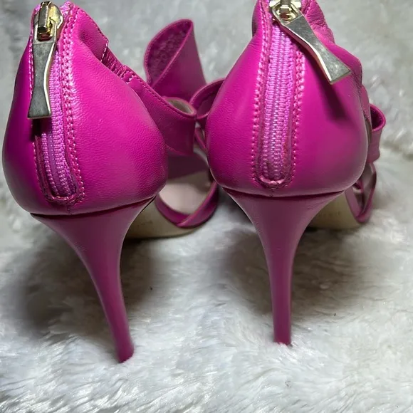 Kate Spade Imelda Zip Back Pink Fuschia Bow High Heel Size 8 1/2