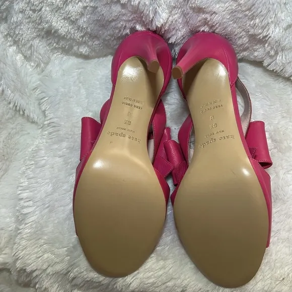 Kate Spade Imelda Zip Back Pink Fuschia Bow High Heel Size 8 1/2