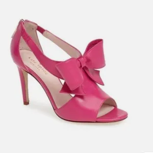 Kate Spade Imelda Zip Back Pink Fuschia Bow High Heel Size 8 1/2
