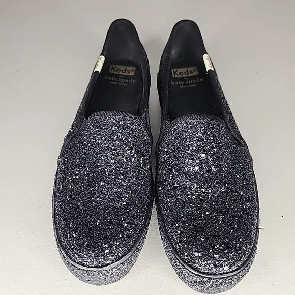 Kate Spade New York Keds Double Decker sneakers glitter black size 5 EUC