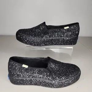 Kate Spade New York Keds Double Decker sneakers glitter black size 5 EUC
