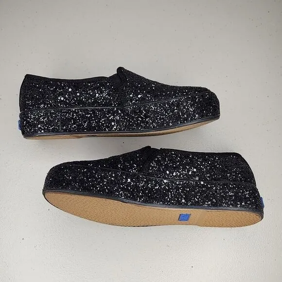 Kate Spade New York Keds Double Decker sneakers glitter black size 5 EUC