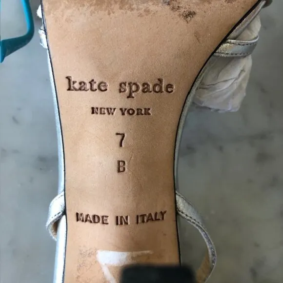 KATE SPADE Silver Flower Toe Cross Ankle Sandal/Heels 7B