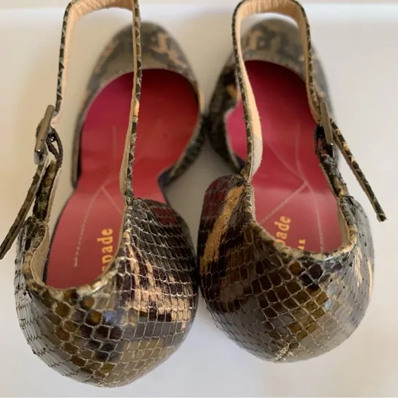 Kate Spade Snakeskin Closed Toe Mary Jane Wedge High Heels Size 7.5 B - FLAW