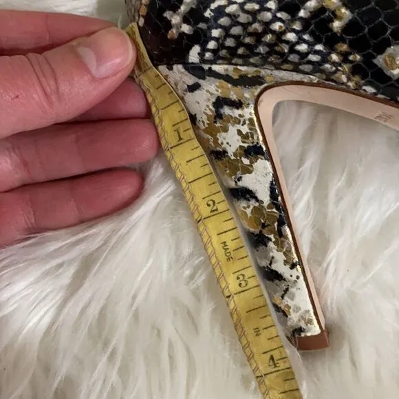 Kate Spade Leather Metallic Snakeskin Peep Toe Pumps