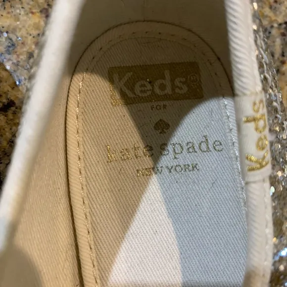 Keds X Kate Spade Gold glittery shoes size women’s 6
