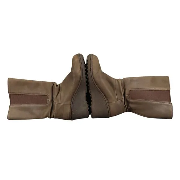 Keen Shoes Womens 5.5 Boots Wedge Mid Calf Pull On Leather Fashion Atika Brown