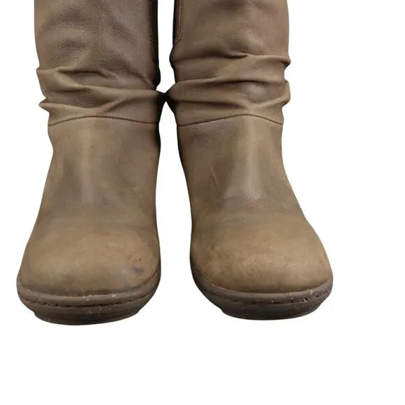 Keen Shoes Womens 5.5 Boots Wedge Mid Calf Pull On Leather Fashion Atika Brown