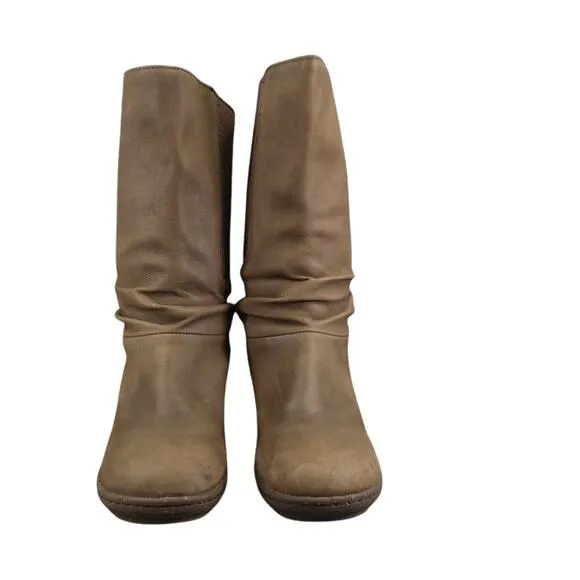 Keen Shoes Womens 5.5 Boots Wedge Mid Calf Pull On Leather Fashion Atika Brown