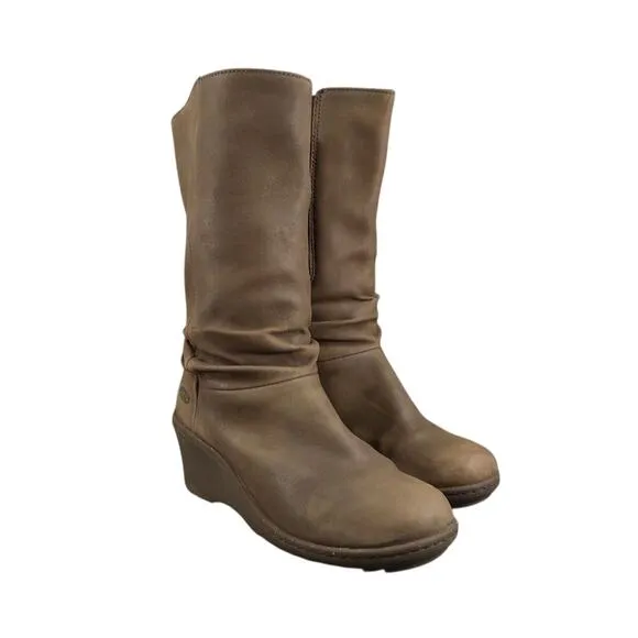 Keen Shoes Womens 5.5 Boots Wedge Mid Calf Pull On Leather Fashion Atika Brown