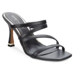 Kenneth Cole New York Black Strappy Heeled Sandals with Gold Accents -- Size 8
