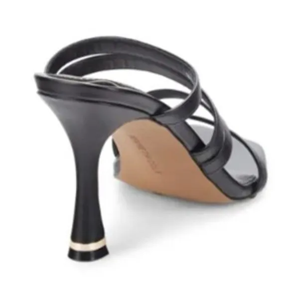 Kenneth Cole New York Black Strappy Heeled Sandals with Gold Accents -- Size 8
