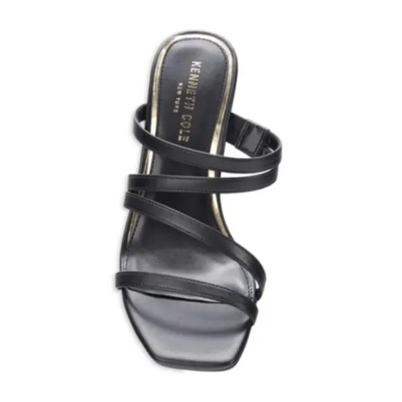 Kenneth Cole New York Black Strappy Heeled Sandals with Gold Accents -- Size 8