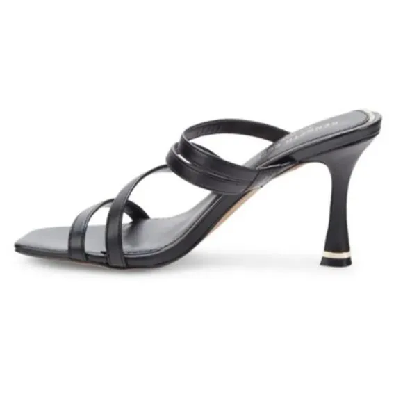 Kenneth Cole New York Black Strappy Heeled Sandals with Gold Accents -- Size 8