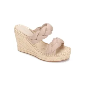 KENNETH COLE NEW YORK Womens Beige 1-1/2&quot; Platform Wedge Sandals Shoes 10 M