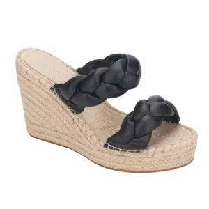 Kenneth Cole NY Women's Olivia Braided Espadrille Platform Sandals Black Size 7