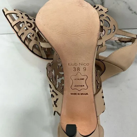 KLUB NICO Leather Laser Scroll Cut Heels