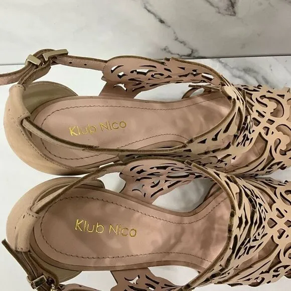 KLUB NICO Leather Laser Scroll Cut Heels