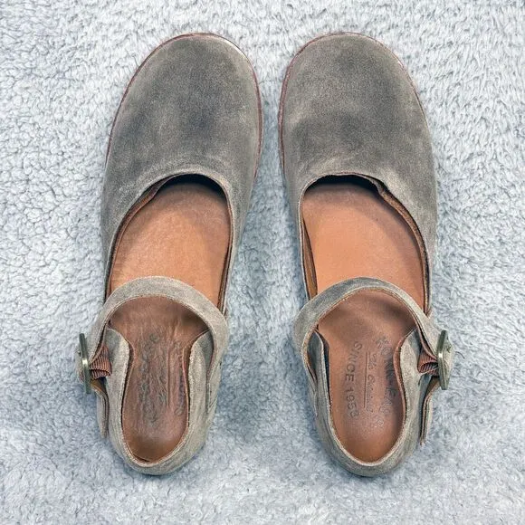 Kork-Ease Bellota Womens Size 7 Mary Jane Flats Taupe Suede Buckle Strap Shoes