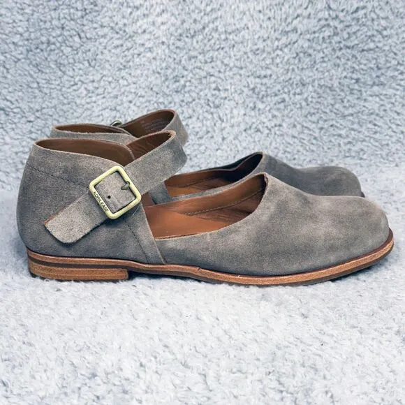 Kork-Ease Bellota Womens Size 7 Mary Jane Flats Taupe Suede Buckle Strap Shoes
