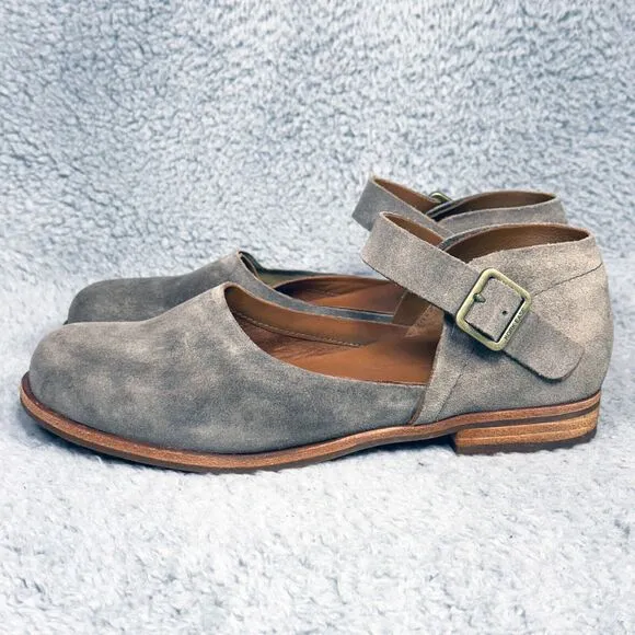 Kork-Ease Bellota Womens Size 7 Mary Jane Flats Taupe Suede Buckle Strap Shoes