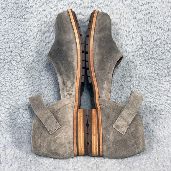 Kork-Ease Bellota Womens Size 7 Mary Jane Flats Taupe Suede Buckle Strap Shoes