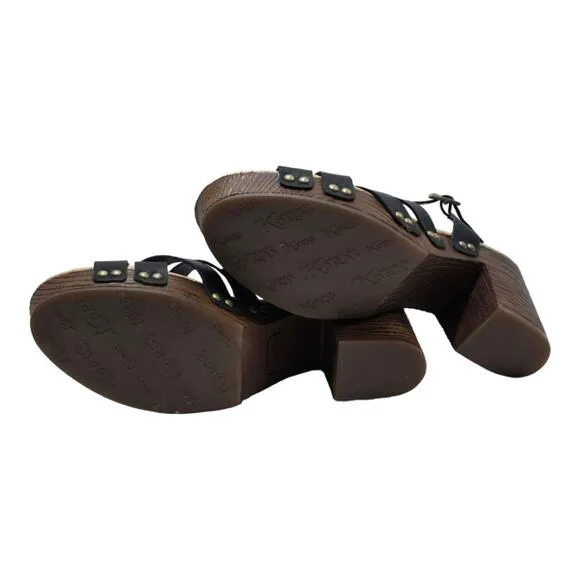 Korks black Strappy Ankle Chunky Heeled Sandals Women's Size 10 New!
