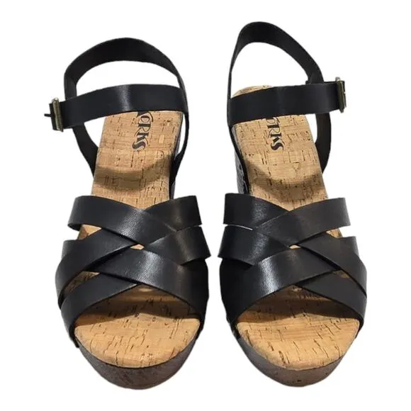 Korks black Strappy Ankle Chunky Heeled Sandals Women's Size 10 New!