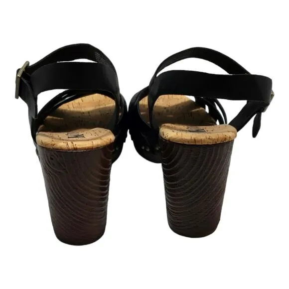 Korks black Strappy Ankle Chunky Heeled Sandals Women's Size 10 New!