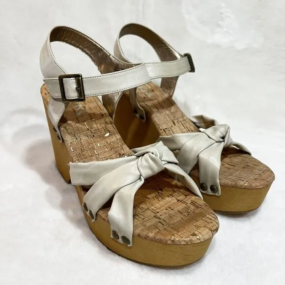 Korks Dawson Wedge Sandals Off White Strappy Women’s Sz 11