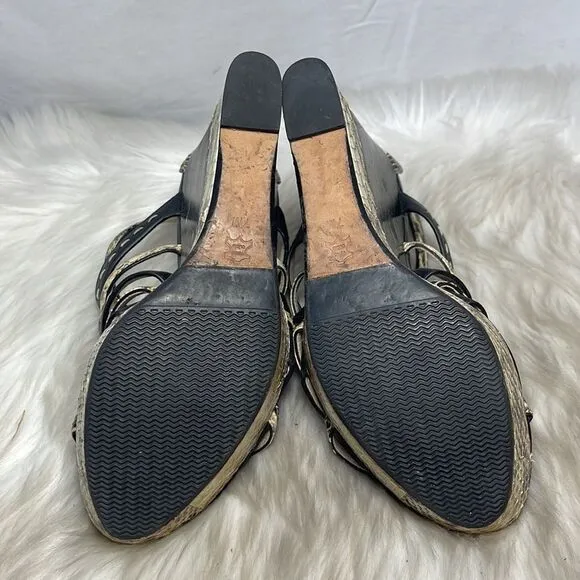 Kors Michael Kors Python /Black Strappy Sandals Sz 7