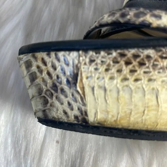 Kors Michael Kors Python /Black Strappy Sandals Sz 7