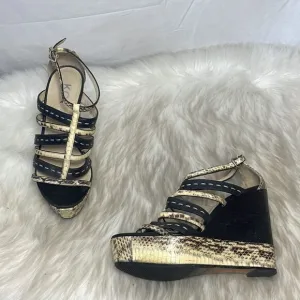 Kors Michael Kors Python /Black Strappy Sandals Sz 7