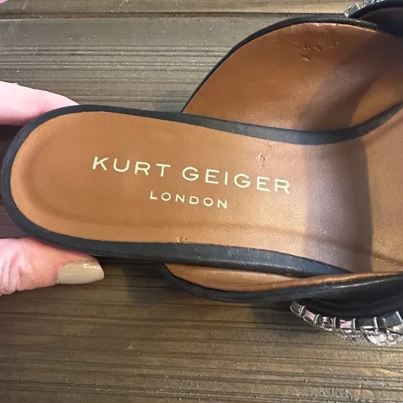 Kurt Geiger Black Princely Crystal Embellished Mule size 6.5