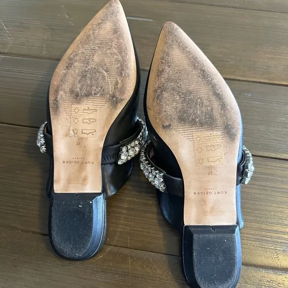 Kurt Geiger Black Princely Crystal Embellished Mule size 6.5