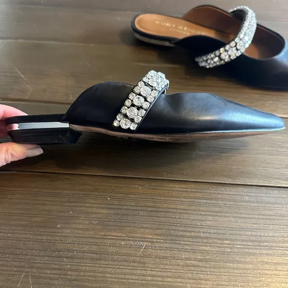 Kurt Geiger Black Princely Crystal Embellished Mule size 6.5